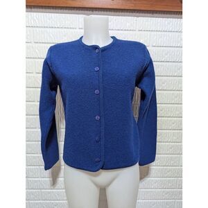 Pendleton Women's Blue Solid Button-Front Wool Cardigan Sweater Size Petite